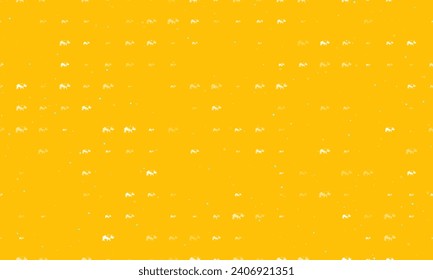 Seamless background pattern of evenly spaced white rhinoceros symbols of different sizes and opacity. Vector illustration on amber background with stars