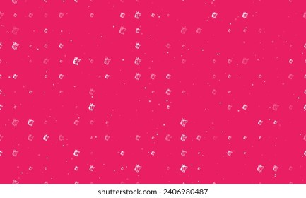 Seamless background pattern of evenly spaced white wolf heads of different sizes and opacity. Vector illustration on pink background with stars