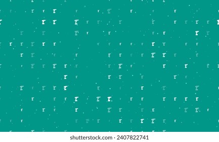Seamless background pattern of evenly spaced white electric screwdriver symbols of different sizes and opacity. Vector illustration on teal background with stars