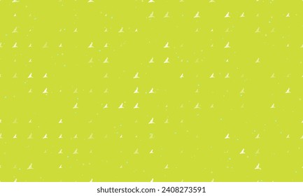 Seamless background pattern of evenly spaced white fox symbols of different sizes and opacity. Vector illustration on lime background with stars