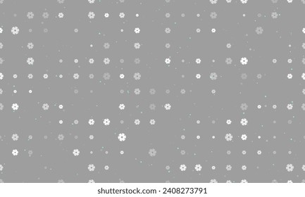 Seamless background pattern of evenly spaced white milling disc symbols of different sizes and opacity. Vector illustration on gray background with stars