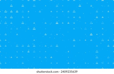 Seamless background pattern of evenly spaced white rough road signs of different sizes and opacity. Vector illustration on light blue background with stars