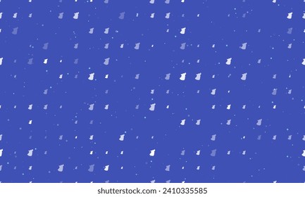 Seamless background pattern of evenly spaced white wolf head symbols of different sizes and opacity. Vector illustration on indigo background with stars