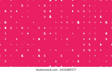 Seamless background pattern of evenly spaced white trapezium symbols of different sizes and opacity. Vector illustration on pink background with stars