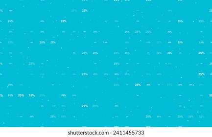 Seamless background pattern of evenly spaced white 25 percent symbols of different sizes and opacity. Vector illustration on cyan background with stars