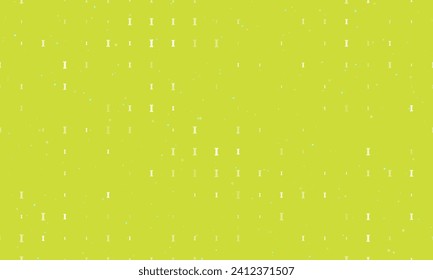 Seamless background pattern of evenly spaced white capital letter I symbols of different sizes and opacity. Vector illustration on lime background with stars