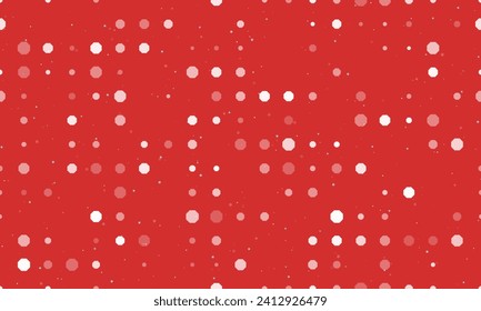 Seamless background pattern of evenly spaced white octagon symbols of different sizes and opacity. Vector illustration on red background with stars