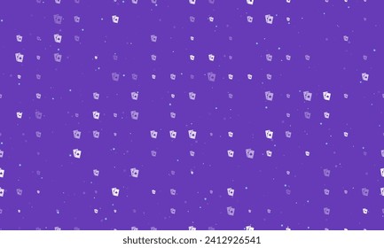 Seamless background pattern of evenly spaced white two aces symbols of different sizes and opacity. Vector illustration on deep purple background with stars