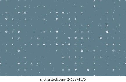Seamless background pattern of evenly spaced white multiply symbols of different sizes and opacity. Vector illustration on blue gray background with stars