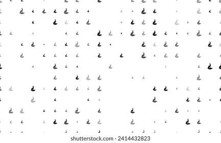Seamless background pattern of evenly spaced black hare symbols of different sizes and opacity. Vector illustration on white background
