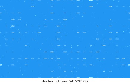 Seamless background pattern of evenly spaced white 2024 year symbols of different sizes and opacity. Vector illustration on blue background with stars