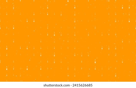 Seamless background pattern of evenly spaced white the world in a bottle symbols of different sizes and opacity. Vector illustration on orange background with stars
