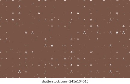 Seamless background pattern of evenly spaced white capital letter A symbols of different sizes and opacity. Vector illustration on brown background with stars