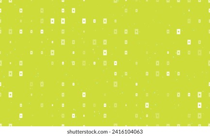 Seamless background pattern of evenly spaced white ace of diamond cards of different sizes and opacity. Vector illustration on lime background with stars