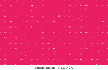 Seamless background pattern of evenly spaced white rhinoceros symbols of different sizes and opacity. Vector illustration on pink background with stars