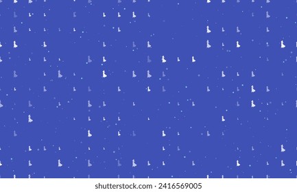Seamless background pattern of evenly spaced white lady symbols of different sizes and opacity. Vector illustration on indigo background with stars