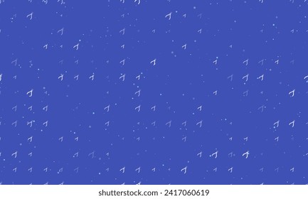 Seamless background pattern of evenly spaced white round pliers symbols of different sizes and opacity. Vector illustration on indigo background with stars