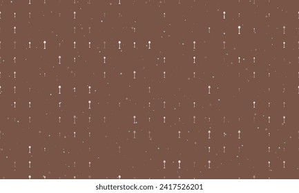 Seamless background pattern of evenly spaced white floor lamp symbols of different sizes and opacity. Vector illustration on brown background with stars