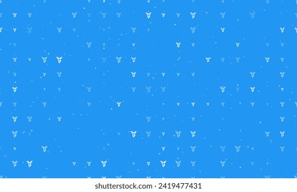 Seamless background pattern of evenly spaced white goat head symbols of different sizes and opacity. Vector illustration on blue background with stars