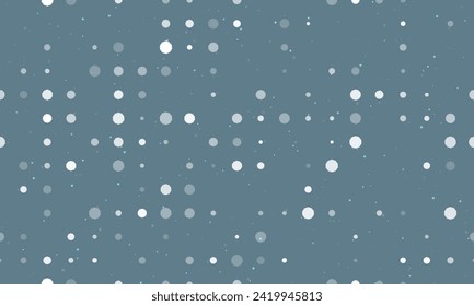 Seamless background pattern of evenly spaced white decagon symbols of different sizes and opacity. Vector illustration on blue gray background with stars