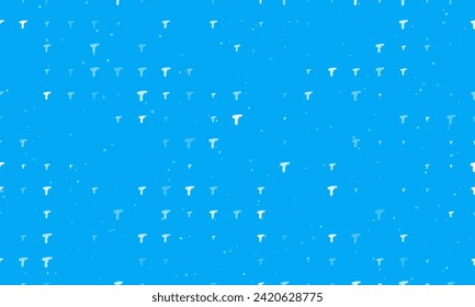 Seamless background pattern of evenly spaced white electric screwdriver symbols of different sizes and opacity. Vector illustration on light blue background with stars