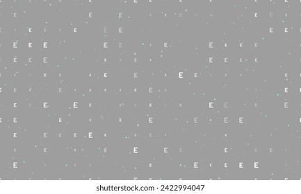 Seamless background pattern of evenly spaced white capital letter E symbols of different sizes and opacity. Vector illustration on gray background with stars