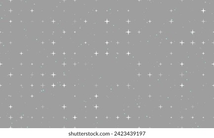 Patrón de fondo sin foco de símbolos de estrellas blancas uniformemente espaciados de diferentes tamaños y opacidad. Ilustración vectorial sobre fondo gris con estrellas