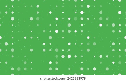 Seamless background pattern of evenly spaced white nonagon symbols of different sizes and opacity. Vector illustration on green background with stars