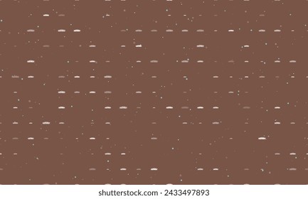 Seamless background pattern of evenly spaced white future car symbols of different sizes and opacity. Vector illustration on brown background with stars