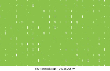 Seamless background pattern of evenly spaced white cactus symbols of different sizes and opacity. Vector illustration on light green background with stars