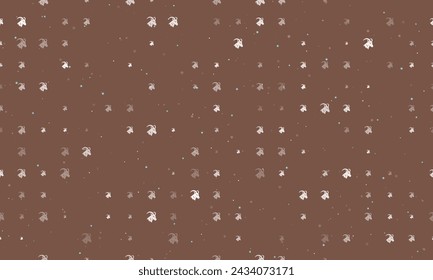 Seamless background pattern of evenly spaced white goat's head symbols of different sizes and opacity. Vector illustration on brown background with stars