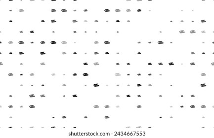 Seamless background pattern of evenly spaced black sanding symbols of different sizes and opacity. Vector illustration on white background