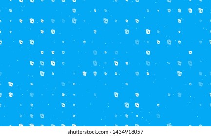 Seamless background pattern of evenly spaced white two aces symbols of different sizes and opacity. Vector illustration on light blue background with stars