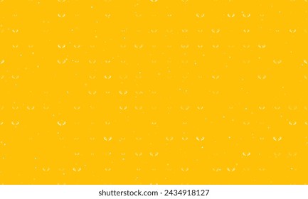 Seamless background pattern of evenly spaced white deer horns symbols of different sizes and opacity. Vector illustration on amber background with stars