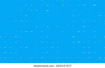 Seamless background pattern of evenly spaced white two-handed saws of different sizes and opacity. Vector illustration on light blue background with stars