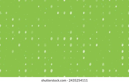 Seamless background pattern of evenly spaced white owl symbols of different sizes and opacity. Vector illustration on light green background with stars