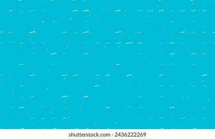 Seamless background pattern of evenly spaced white hammer symbols of different sizes and opacity. Vector illustration on cyan background with stars