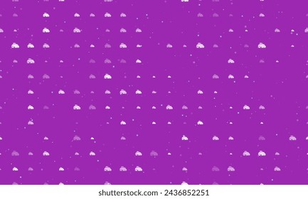 Seamless background pattern of evenly spaced white tractor symbols of different sizes and opacity. Vector illustration on purple background with stars
