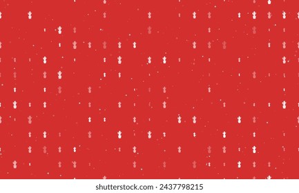 Seamless background pattern of evenly spaced white cactus symbols of different sizes and opacity. Vector illustration on red background with stars