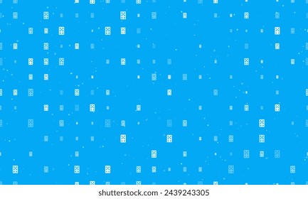 Seamless background pattern of evenly spaced white seven of diamonds playing cards of different sizes and opacity. Vector illustration on light blue background with stars