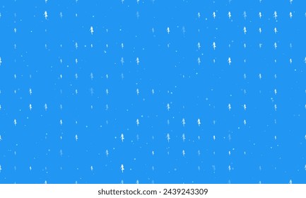 Seamless background pattern of evenly spaced white ballerina symbols of different sizes and opacity. Vector illustration on blue background with stars