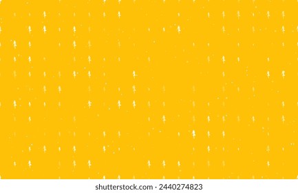 Seamless background pattern of evenly spaced white ballerina symbols of different sizes and opacity. Vector illustration on amber background with stars