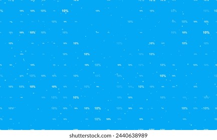 Seamless background pattern of evenly spaced white 10 percent symbols of different sizes and opacity. Vector illustration on light blue background with stars