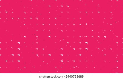 Seamless background pattern of evenly spaced white garden carts of different sizes and opacity. Vector illustration on pink background with stars