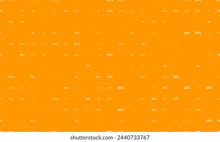 Seamless background pattern of evenly spaced white 25 percent symbols of different sizes and opacity. Vector illustration on orange background with stars