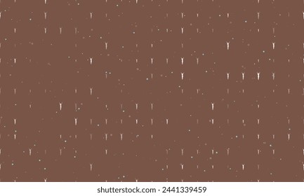 Seamless background pattern of evenly spaced white woman with hands up symbols of different sizes and opacity. Vector illustration on brown background with stars