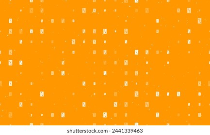 Patrón de fondo inconsútil de tres de tréboles blancos uniformemente espaciados jugando cartas de diferentes tamaños y opacidad. Ilustración vectorial sobre fondo naranja con estrellas