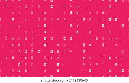 Seamless background pattern of evenly spaced white ace of clubs cards of different sizes and opacity. Vector illustration on pink background with stars