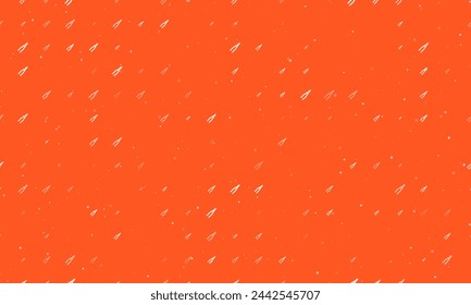 Seamless background pattern of evenly spaced white pliers symbols of different sizes and opacity. Vector illustration on deep orange background with stars