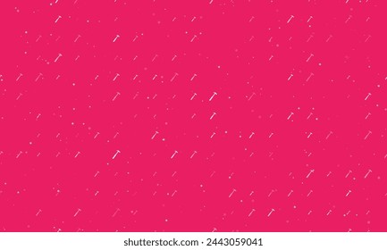 Seamless background pattern of evenly spaced white hammer symbols of different sizes and opacity. Vector illustration on pink background with stars